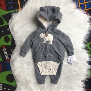 3 months matching set Gray with polar bear